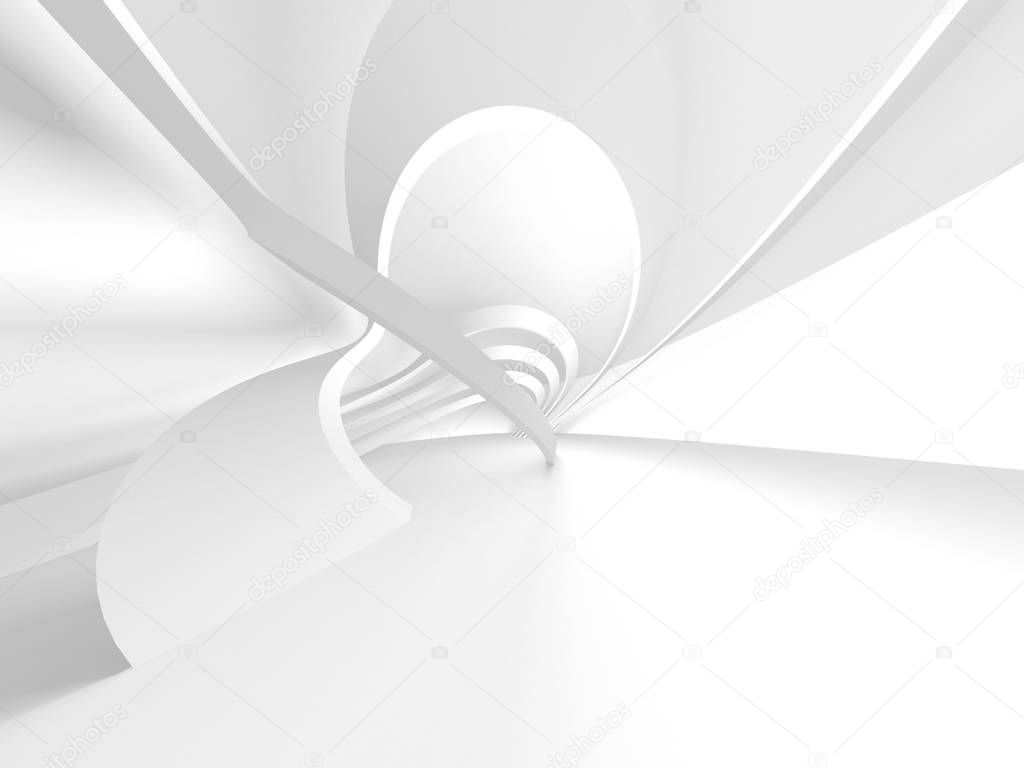 Futuristic White Architecture Design Background. 3d Render Illustration