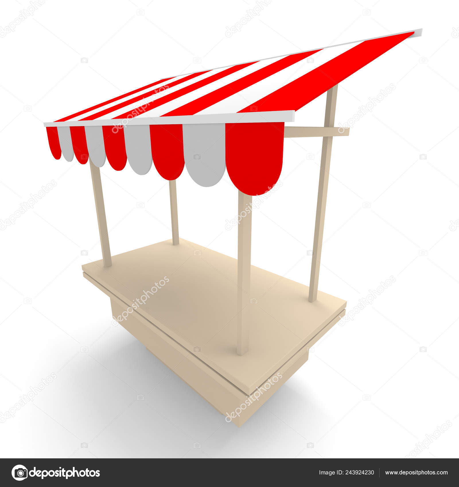 Download Striped Empty Market Stall Mockup Template Render Illustration Stock Photo Image By C Versusstudio 243924230