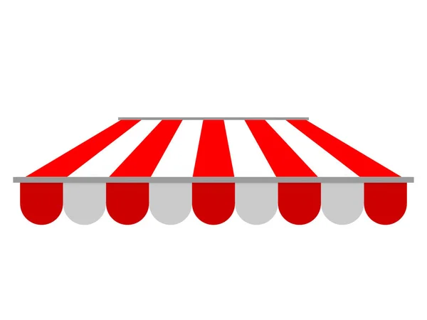 带条纹的商店遮阳篷遮阳模型的商店和餐厅 渲染插图 — 图库照片