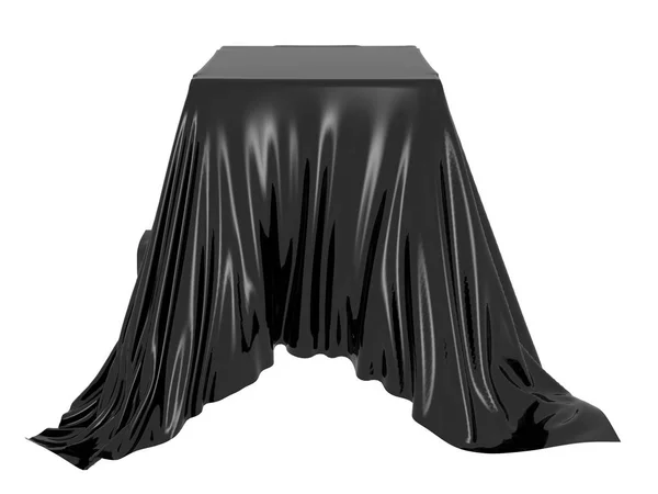 Schwarze Seide Eleganz Tischdecke Messe Ausstellung Gestaltungselement Für Hintergrund Darstellung — Stockfoto