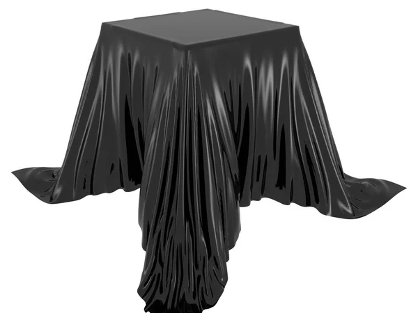 Zwarte Zijden Elegantie Tafellaken Handel Toon Tentoonstelling Ontwerpelement Voor Achtergrond — Stockfoto
