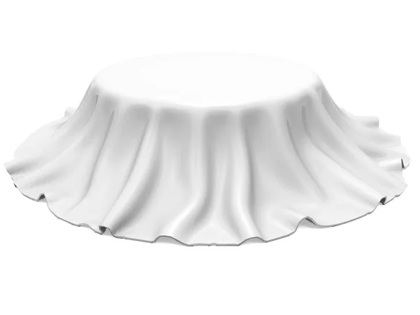 Weiße Seide Eleganz Tischdecke Messe Ausstellung Gestaltungselement Für Hintergrund Darstellung — Stockfoto