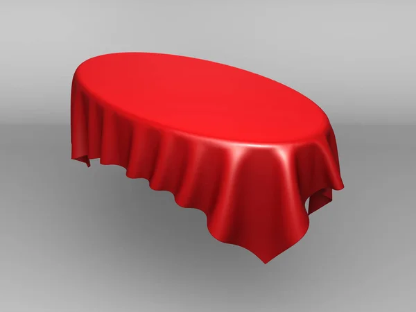 Red silk elegance tablecloth. Trade show exhibition. Design element for background. 3d render illustration