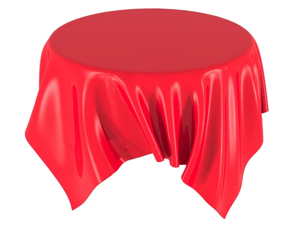 Toalha Mesa Elegância Seda Vermelha Exposição Feira Elemento Design Para — Fotografia de Stock