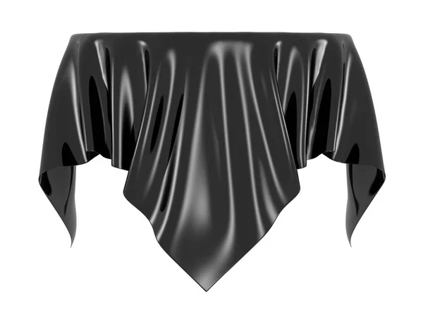 黒のシルクのエレガントなテーブル クロス トレード ショーの展示 背景のデザイン要素です レンダリング図 — ストック写真