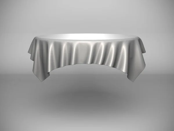 白いシルクのエレガントなテーブル クロス トレード ショーの展示 背景のデザイン要素です レンダリング図 — ストック写真