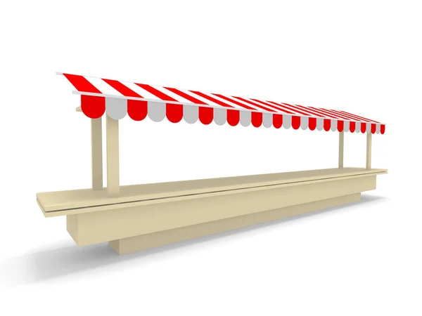 Striped Empty Market Stall Mockup Template Render Illustration — Stock Photo, Image