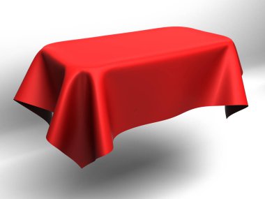 Kırmızı ipek zerafet masa örtüsü. Show Fuarı