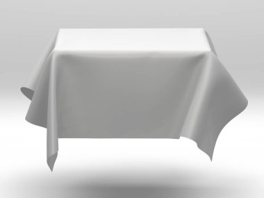 Beyaz ipek zerafet masa örtüsü. Show Fuarı