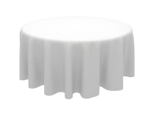 Toalha de mesa de elegância de seda branca. Exposição de feira — Fotografia de Stock