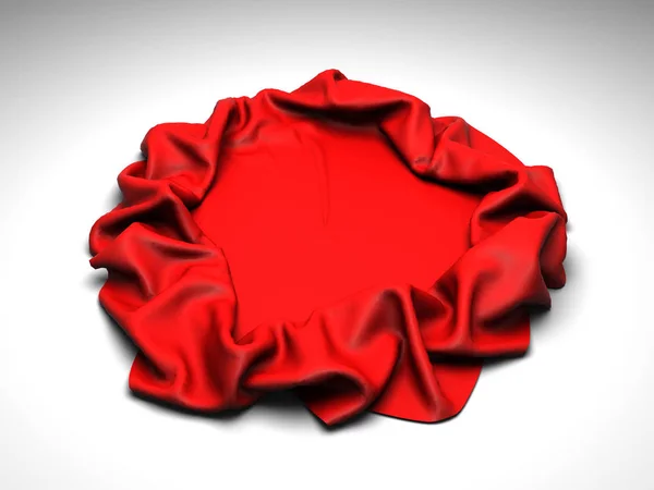 Red silk elegance tablecloth. Trade show exhibition — Stock Photo, Image