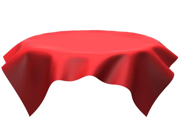 Kırmızı ipek zerafet masa örtüsü. Show Fuarı — Stok fotoğraf