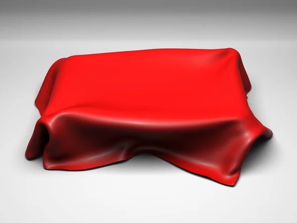 Red silk elegance tablecloth. Trade show exhibition — Stock Photo, Image