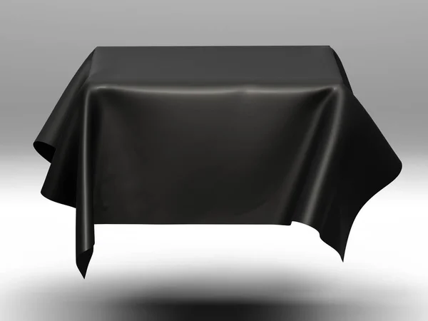 Black silk elegance tablecloth. Trade show exhibition — Stock Photo, Image