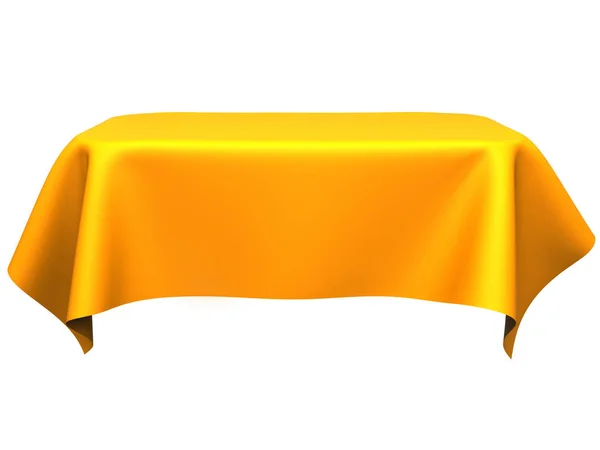 Gold silk elegance tablecloth. Trade show exhibition — Stock Photo, Image