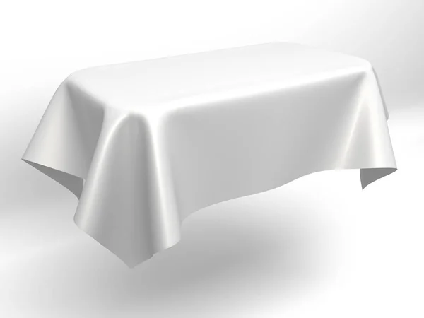 Beyaz ipek zerafet masa örtüsü. Show Fuarı — Stok fotoğraf