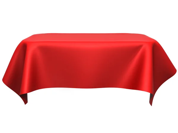 Red silk elegance tablecloth. Trade show exhibition — Stock Photo, Image