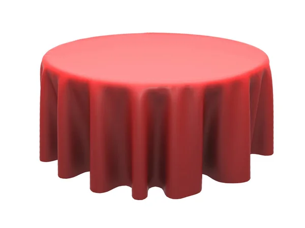 Kırmızı ipek zerafet masa örtüsü. Show Fuarı — Stok fotoğraf
