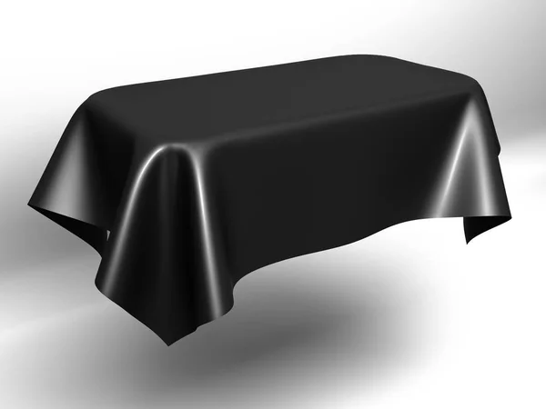 Black silk elegance tablecloth. Trade show exhibition — Stock Photo, Image