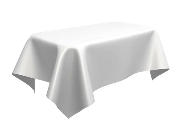 White silk elegance tablecloth. Trade show exhibition — Stock Photo, Image