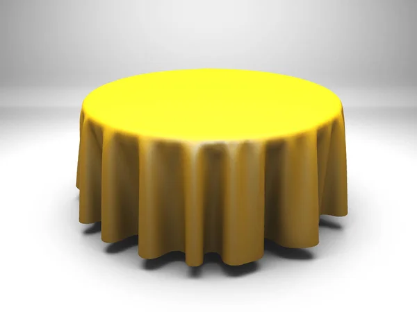 Toalha de mesa de elegância de seda dourada. Exposição de feira — Fotografia de Stock