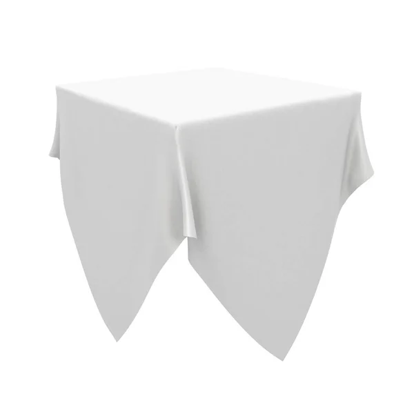 White silk elegance tablecloth. Trade show exhibition — Stock Photo, Image