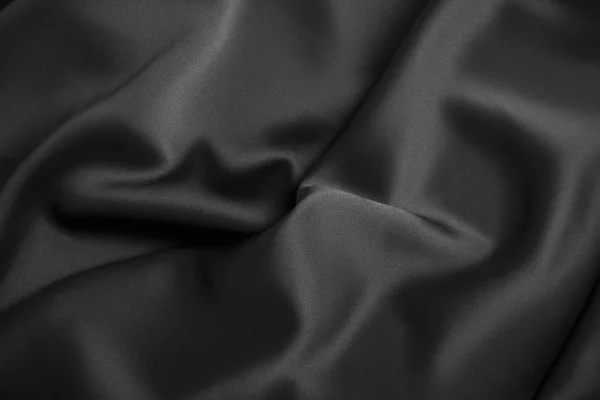 Negro lujo ondulado ondulado brillante tela de tela de seda —  Fotos de Stock