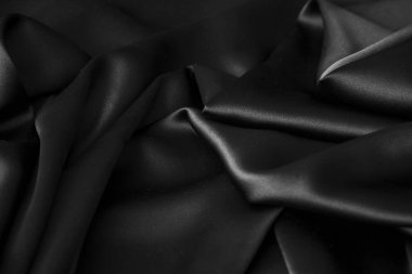 Siyah lüks dalgalı sakinleştirmek parlak ipek perdelik kumaş