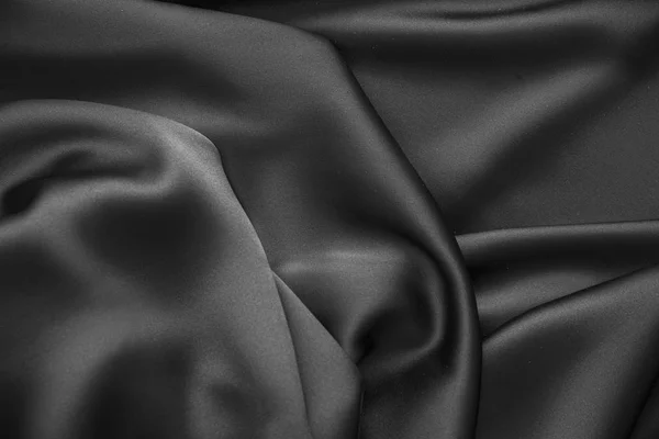 Negro lujo ondulado ondulado brillante tela de tela de seda — Foto de Stock