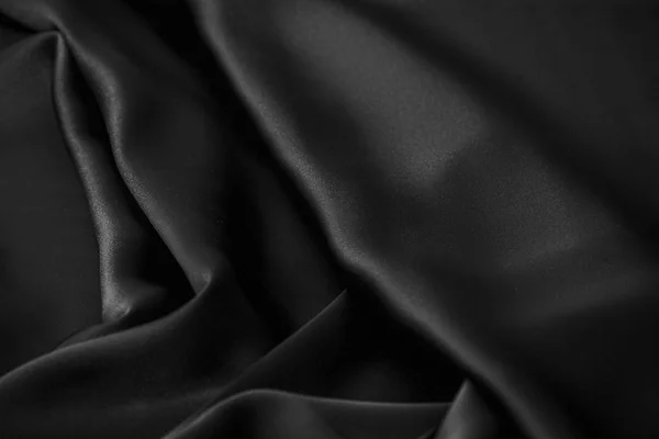 Siyah lüks dalgalı sakinleştirmek parlak ipek perdelik kumaş — Stok fotoğraf
