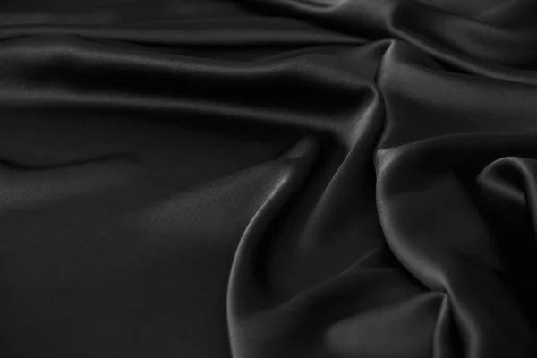 Black luxury wavy rippled glossy silk drapery cloth fabric