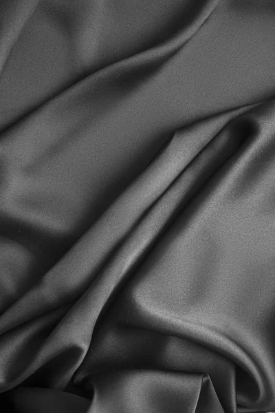 黑色豪华波浪波纹有光泽的丝绸窗帘布织物 — 图库照片