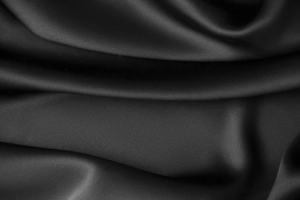 Black luxury wavy rippled glossy silk drapery cloth fabric