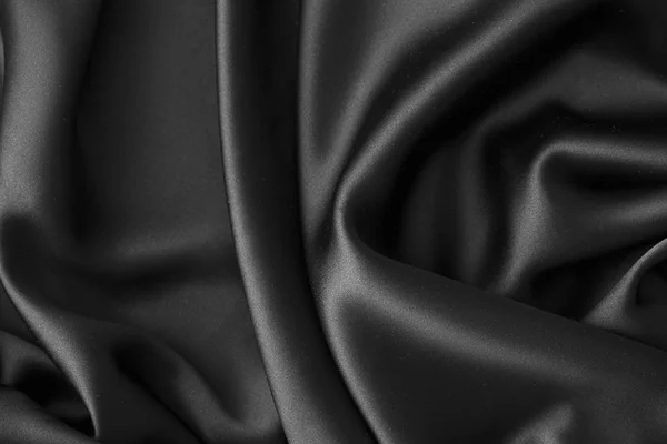Hitam mewah bergelombang rippled mengkilap kain kain kering — Stok Foto