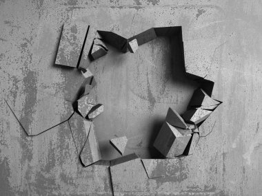 Karanlık kırık kırık hole beton duvar