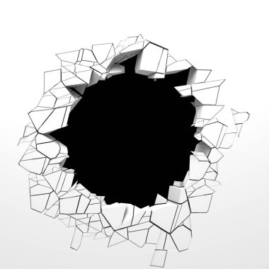 Karanlık imha beyaz taş duvarı kırık