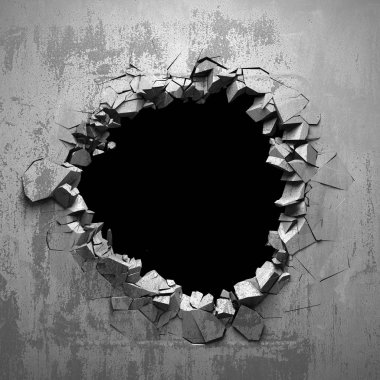 Karanlık kırık kırık hole beton duvar