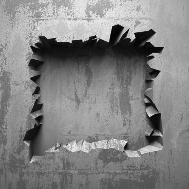 Karanlık kırık kırık hole beton duvar