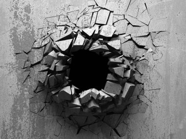 Karanlık kırık kırık hole beton duvar