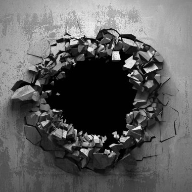Karanlık kırık kırık hole beton duvar