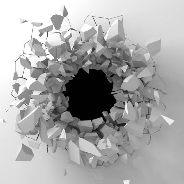 Karanlık imha beyaz taş duvarı kırık