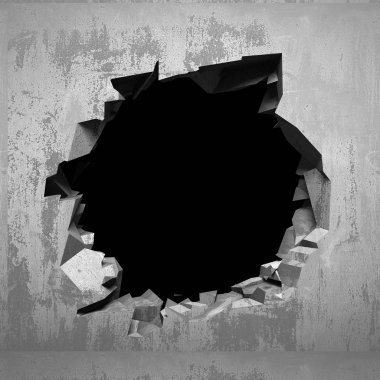 Karanlık kırık kırık hole beton duvar