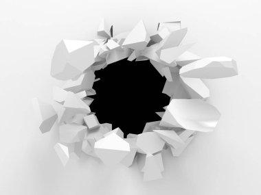 Karanlık imha beyaz taş duvarı kırık