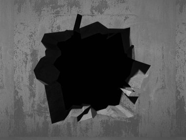 Karanlık kırık kırık hole beton duvar