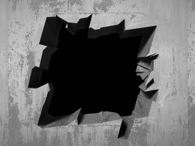 Karanlık kırık kırık hole beton duvar