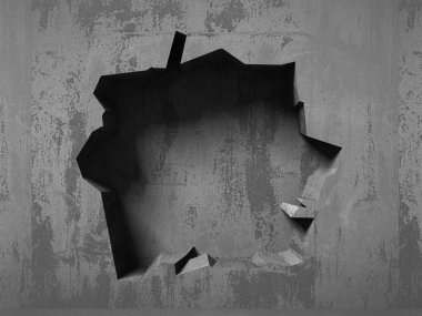 Karanlık kırık kırık hole beton duvar