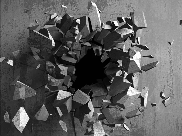 Karanlık kırık kırık hole beton duvar