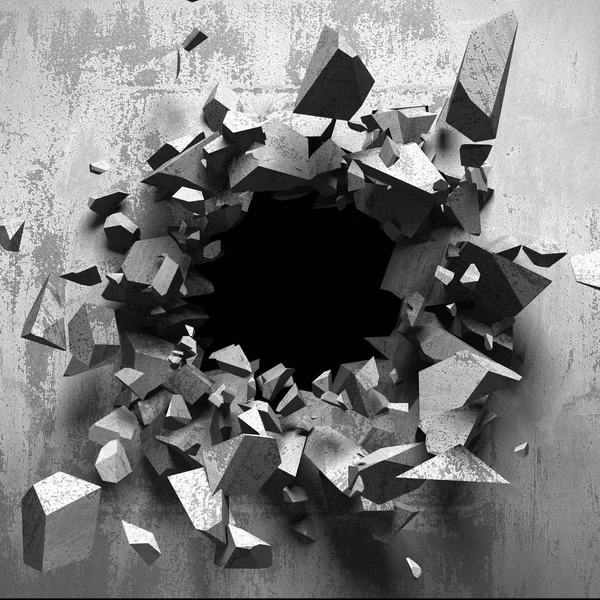 Karanlık kırık kırık hole beton duvar