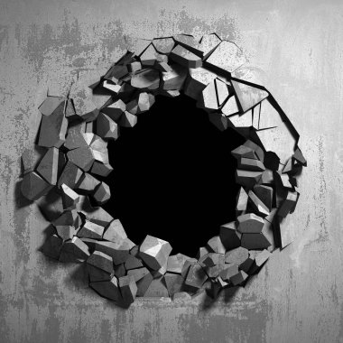 Karanlık kırık kırık hole beton duvar