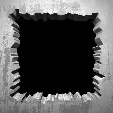 Karanlık kırık kırık hole beton duvar